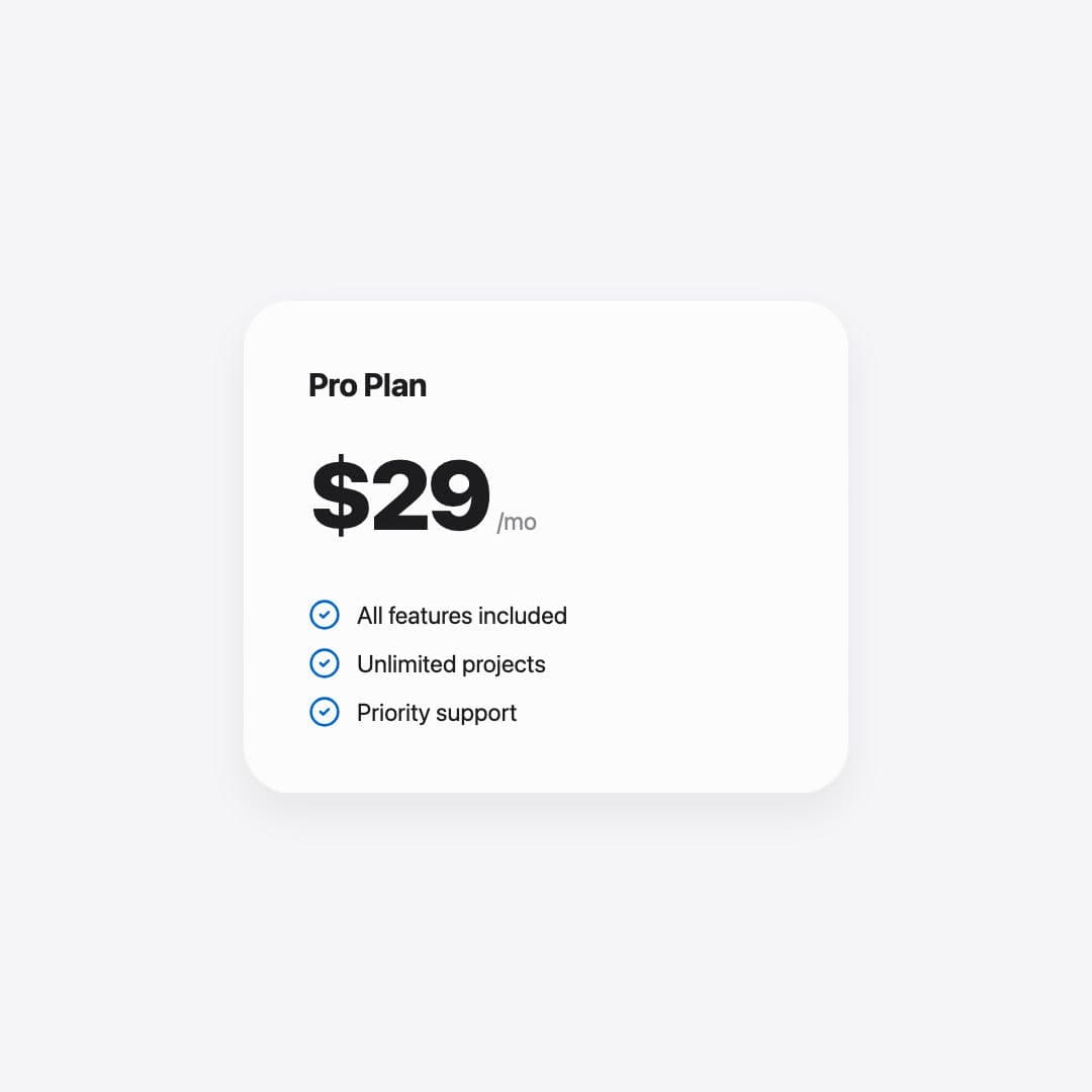 Pricing Card